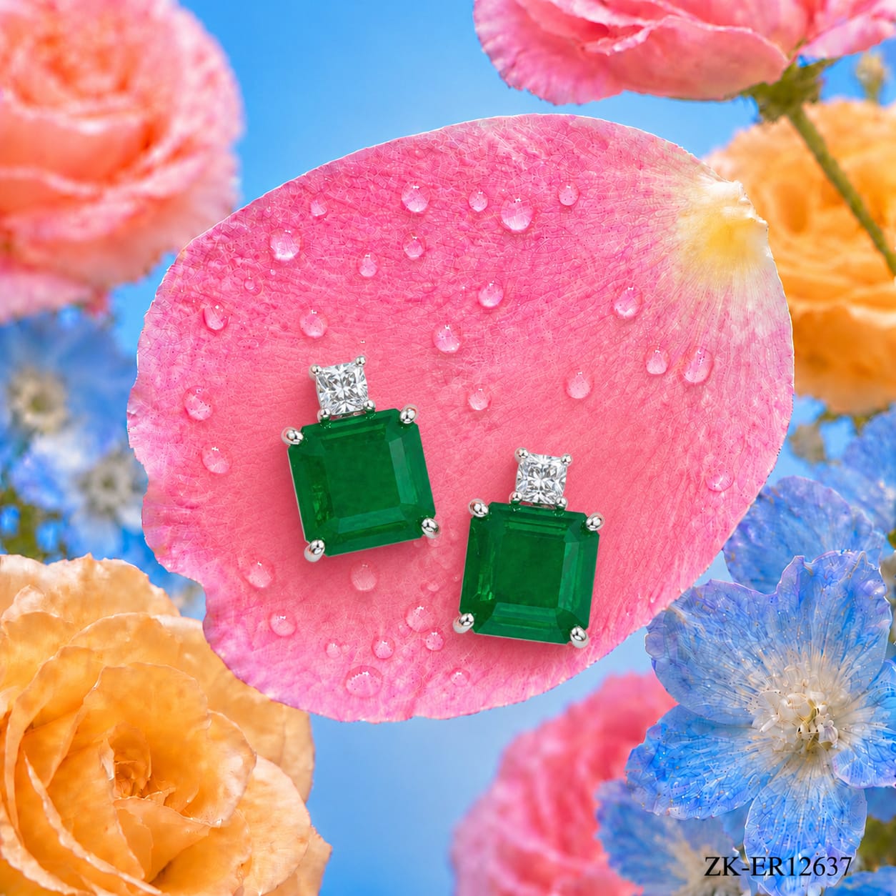 EMERALD SQUARE EARRINGS