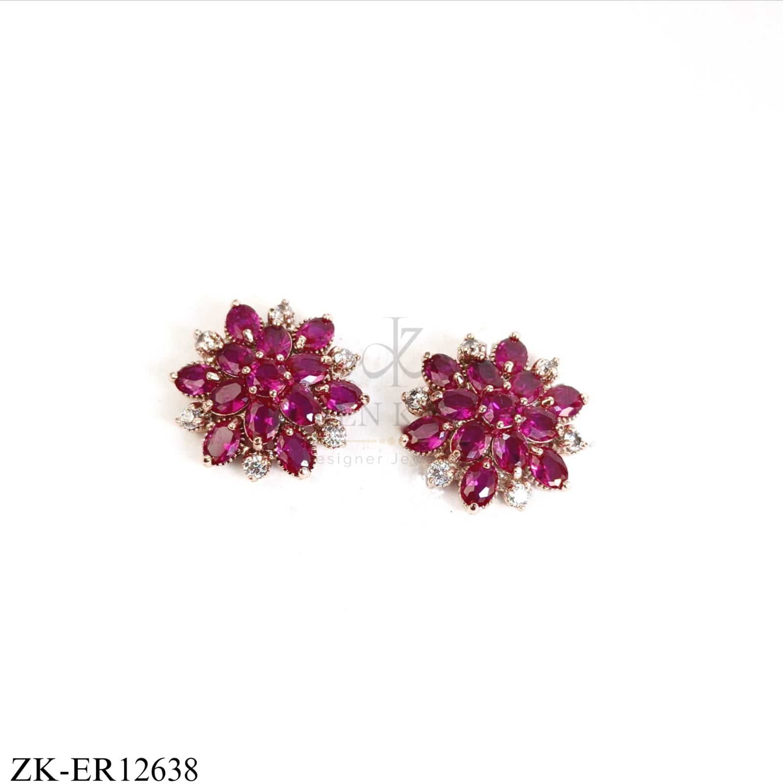 PINK ZIRCONIAN CLUSTER EARRINGS