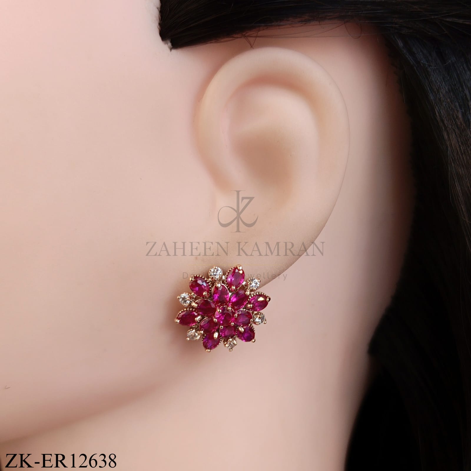 PINK ZIRCONIAN CLUSTER EARRINGS
