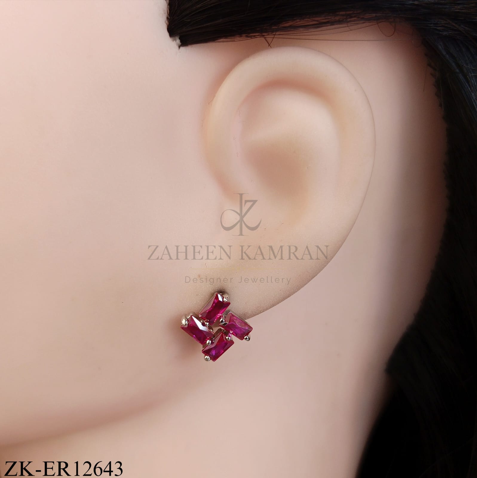 FOUR PINK ZIRCONIA EARRINGS
