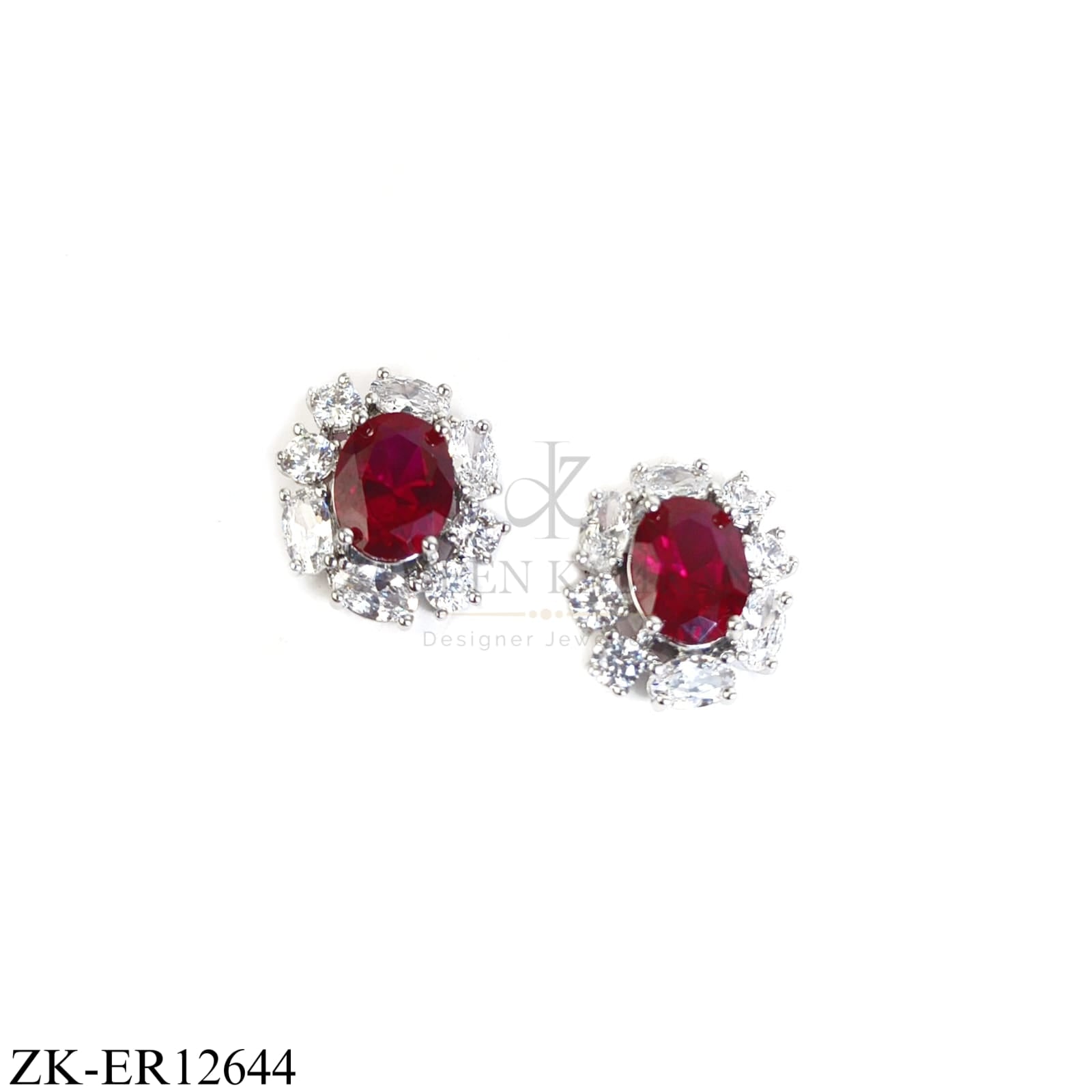 RUBY OVATE SILVER EARRINGS