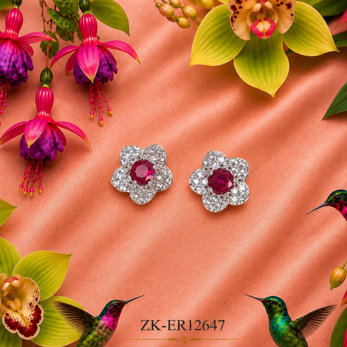 Ruby Blossom Earrings