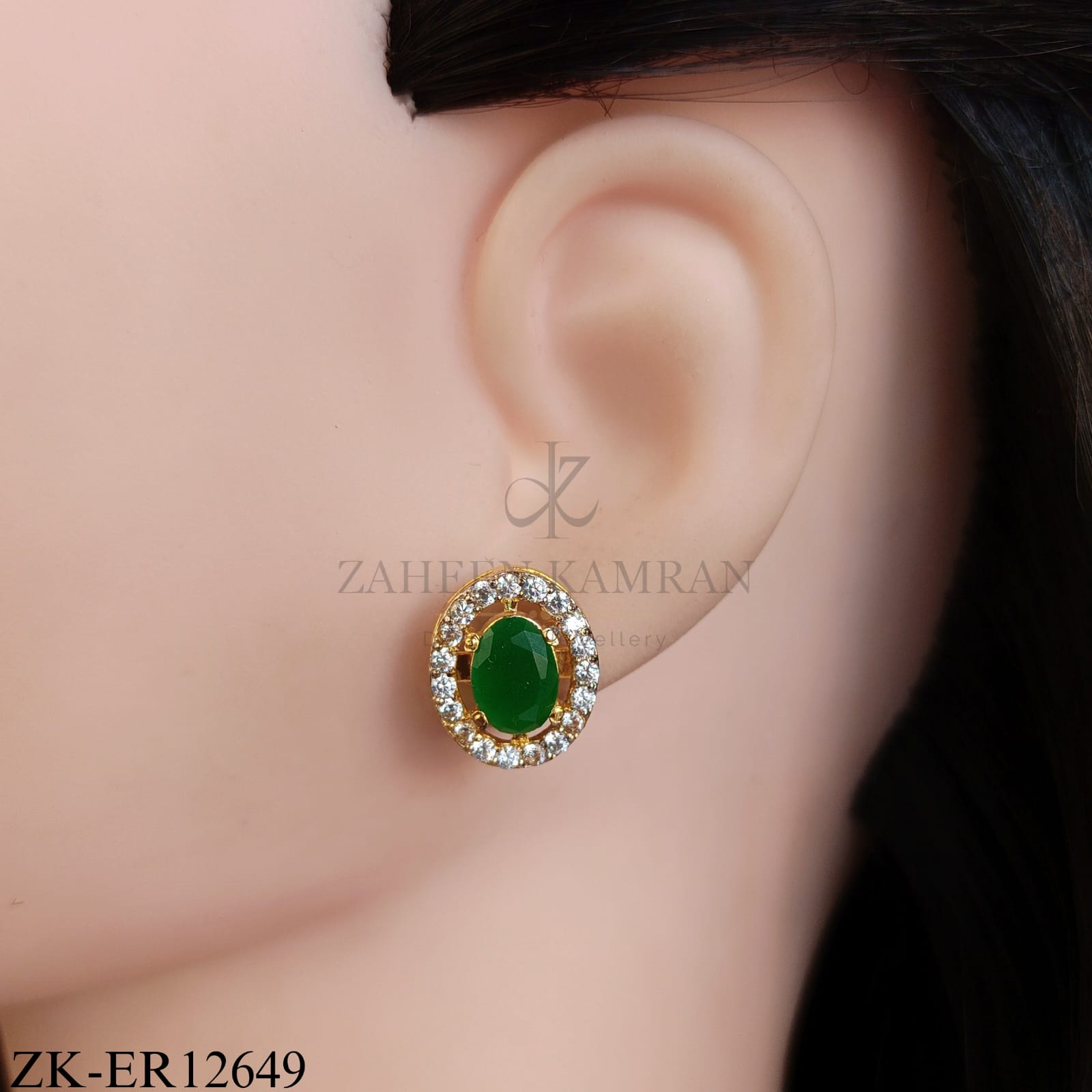 GOLDEN EMERALD OVATE EARRINGS