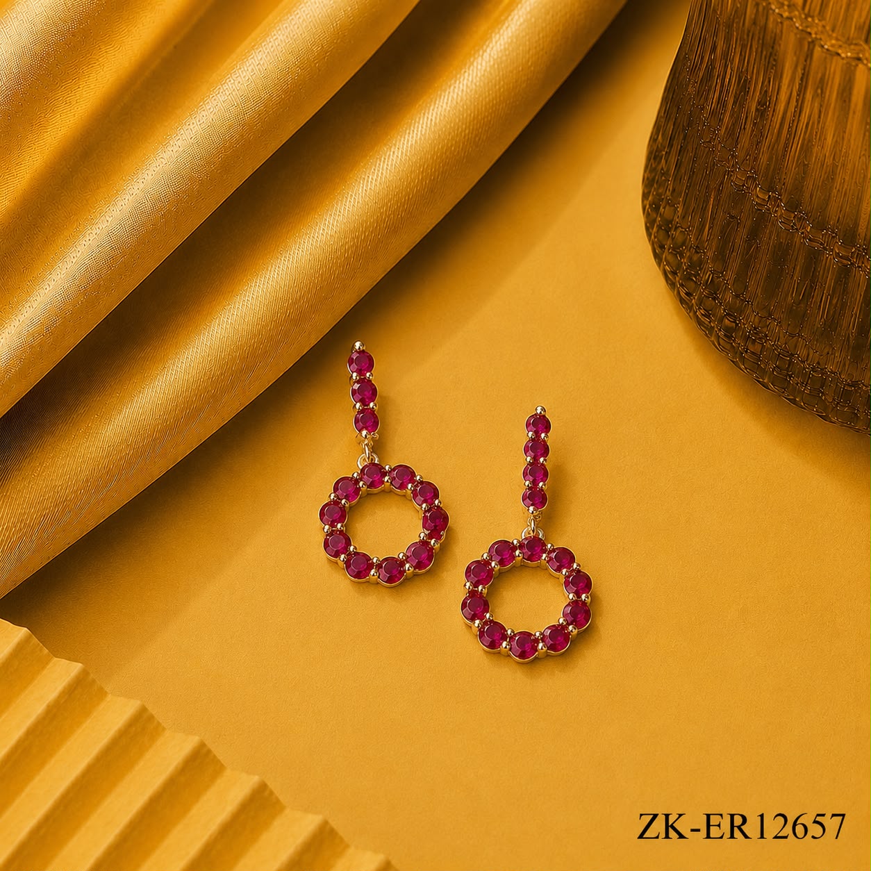 Pink Circle Drop Earrings