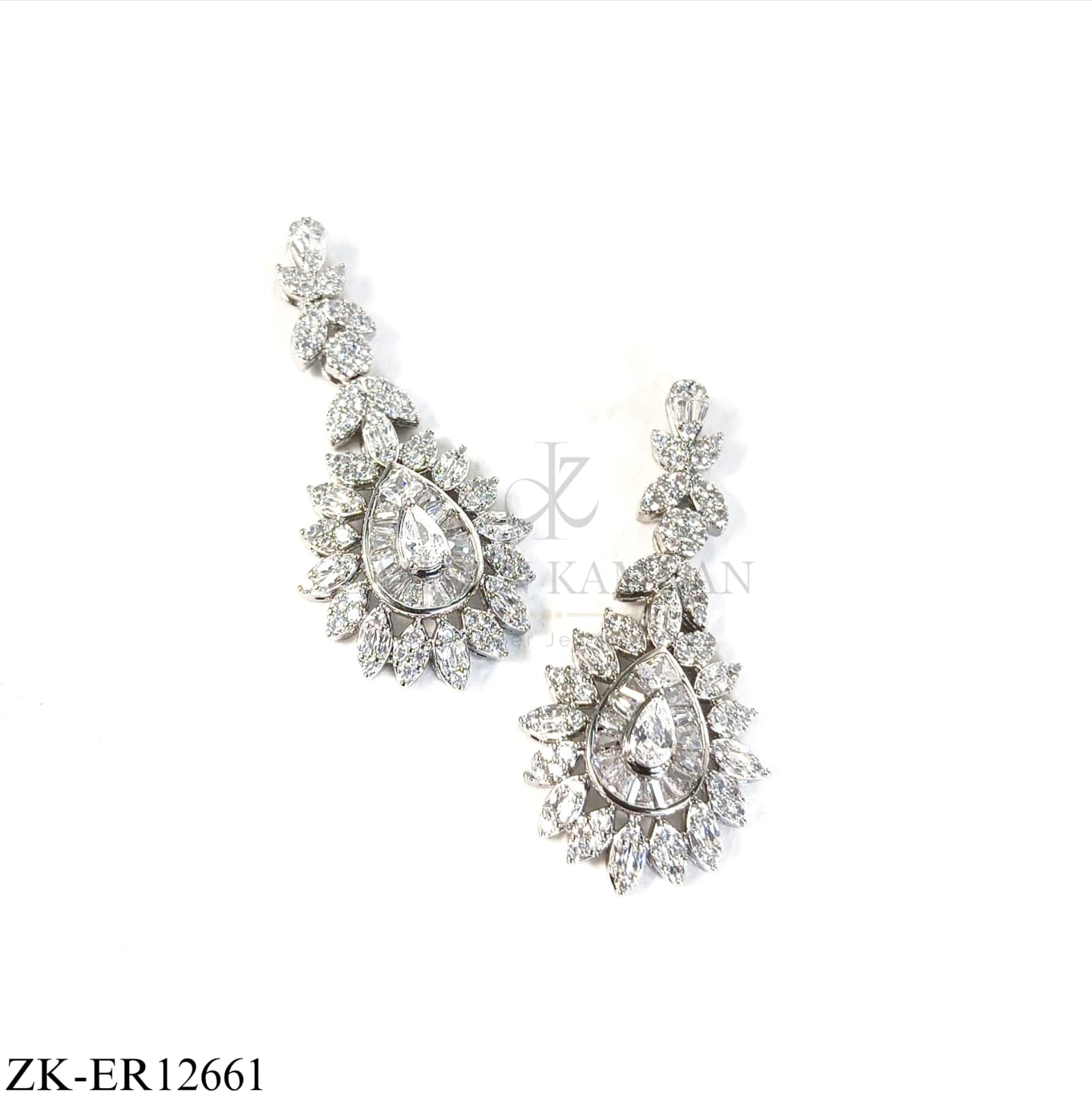 SILVER TONE PEAR SHAPED EARRINGS