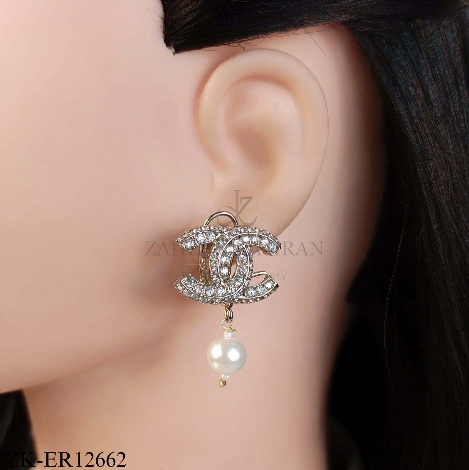 C SHAPE PEARL DROP EARRINGS