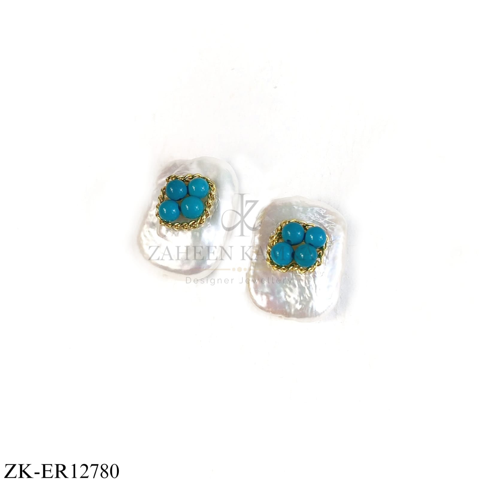 SILVER WHITE OPAL BASE FOUR BEADS EARRINGS