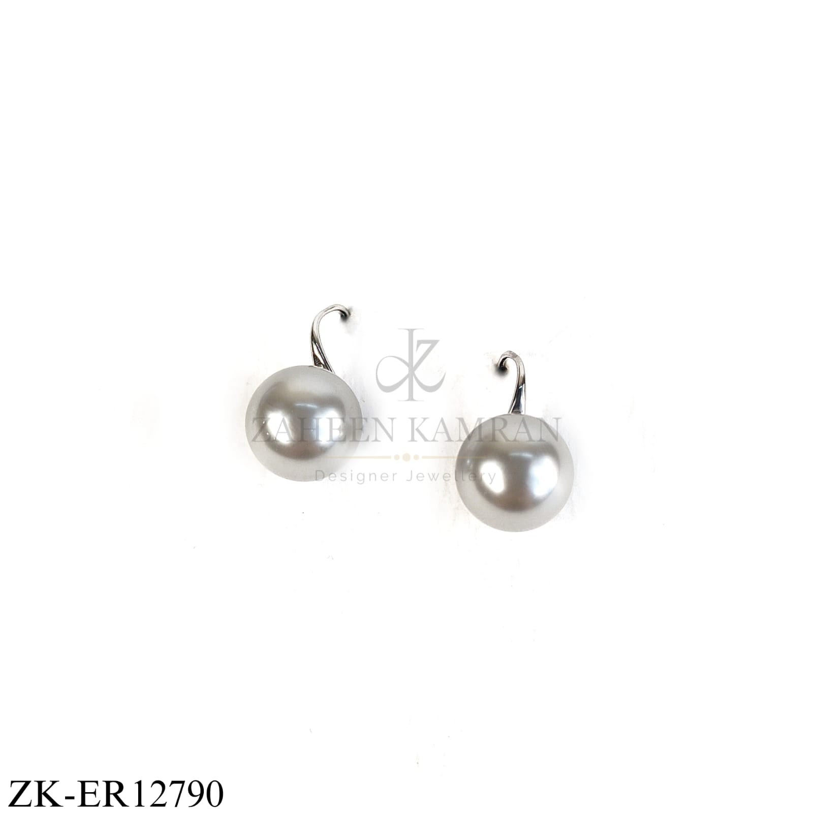 SILVER BIG PEARL EARRINGS
