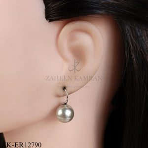 SILVER BIG PEARL EARRINGS
