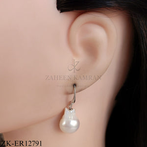 SILVER PEARL DROP EARRINGS