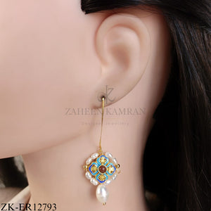 GOLD FLORAL PEARL DROP EARRINGS
