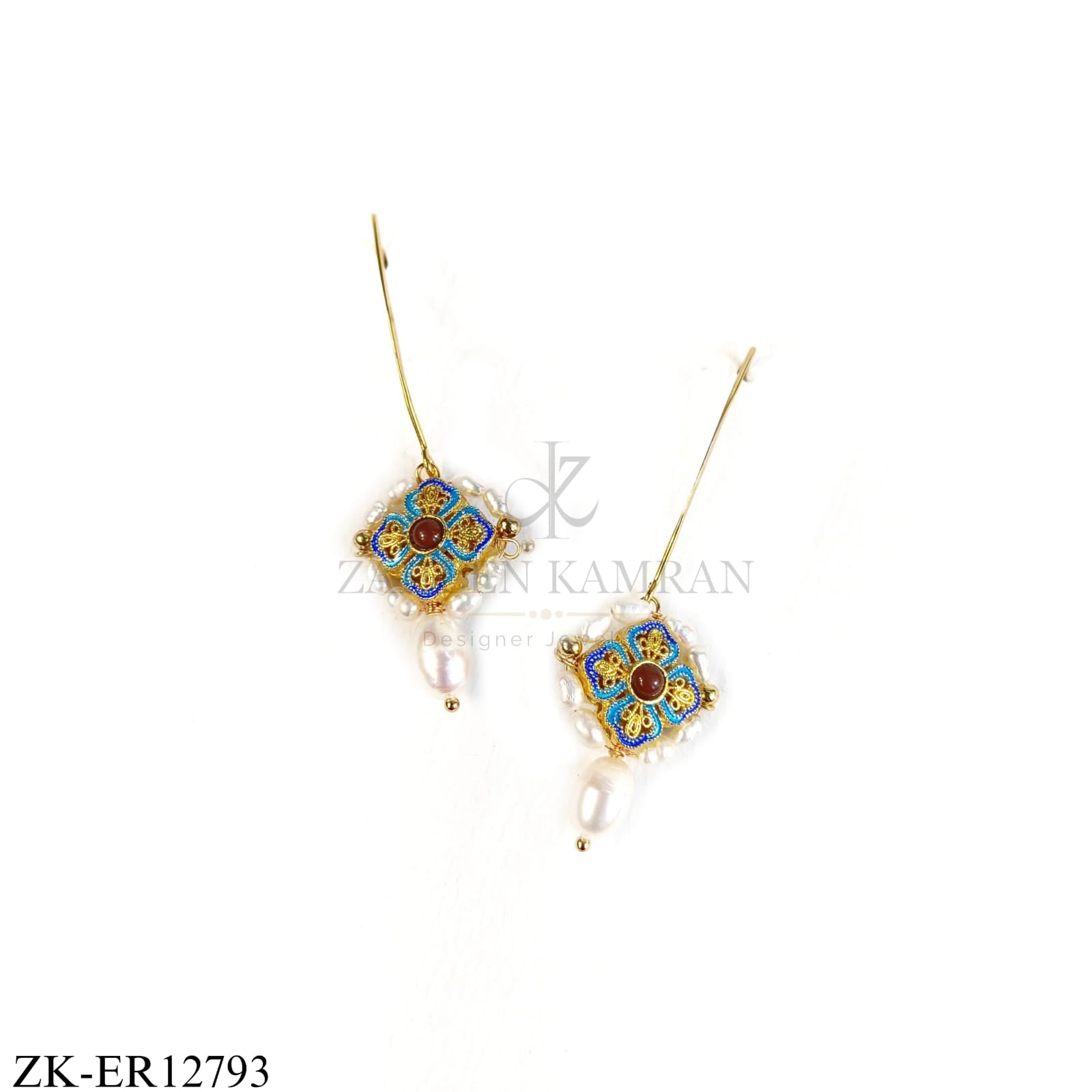 GOLD FLORAL PEARL DROP EARRINGS