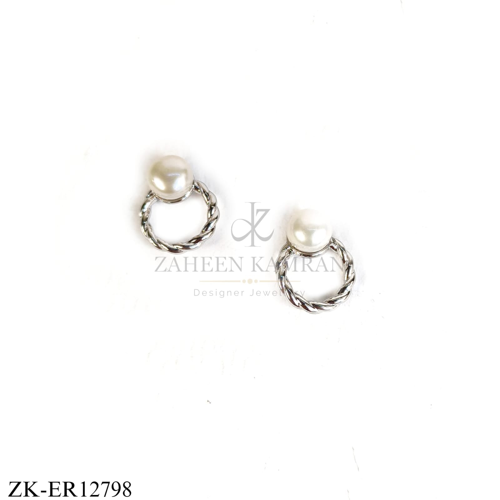 SILVER TWIST RING WITH PEARL EARRINGS