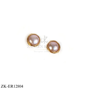 GOLD ROUND SOFT PINK EARRINGS