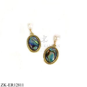 GOLDEN DUAL TONE PEARL TOP EARRINGS