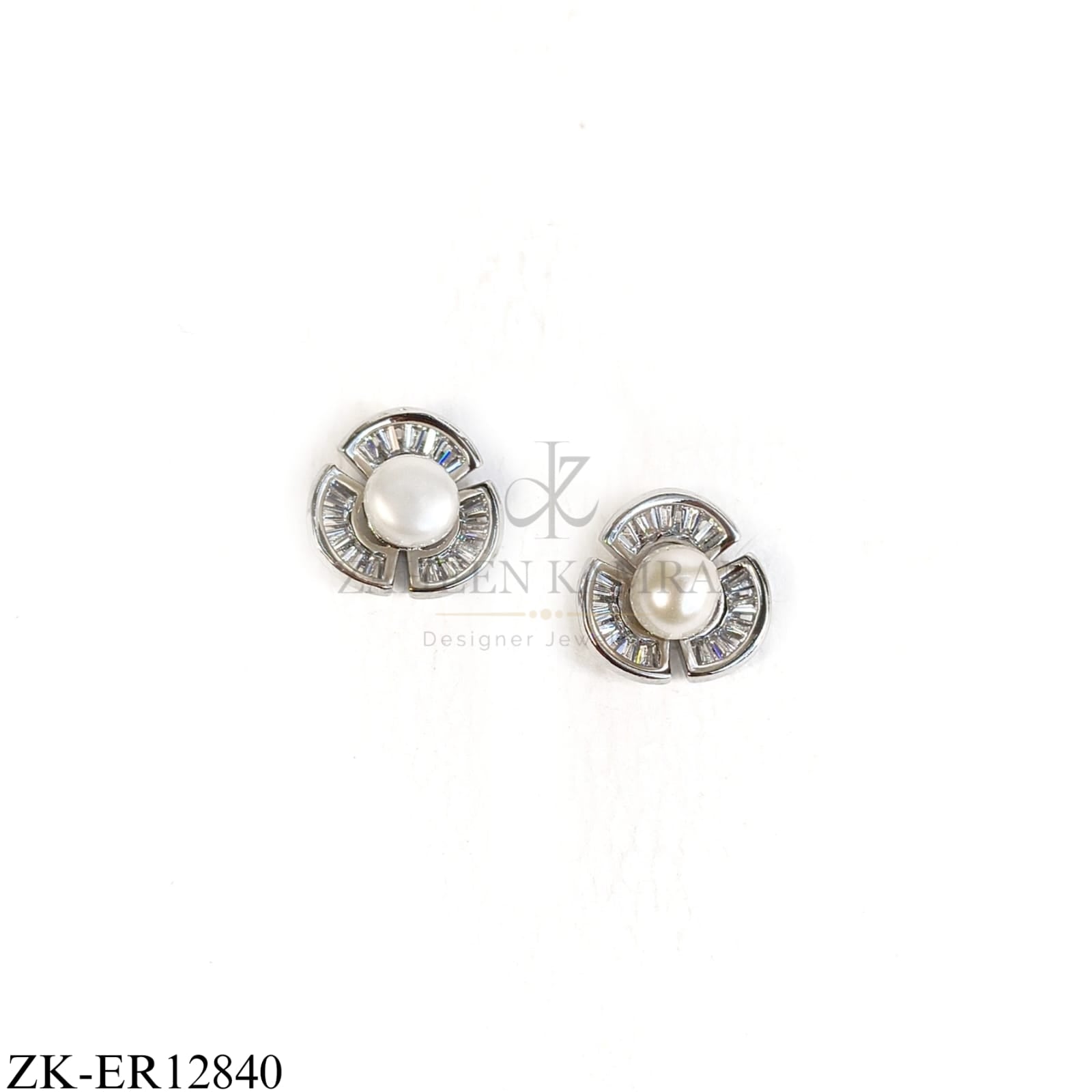 SILVER FLORAL PEARL CENTRE EARRINGS