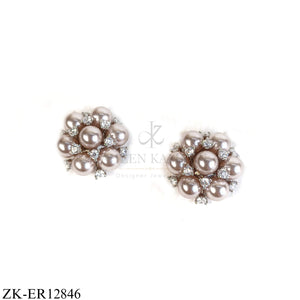 ROUND GLOSSY SOFT BLUSH PEARLS EARRINGS