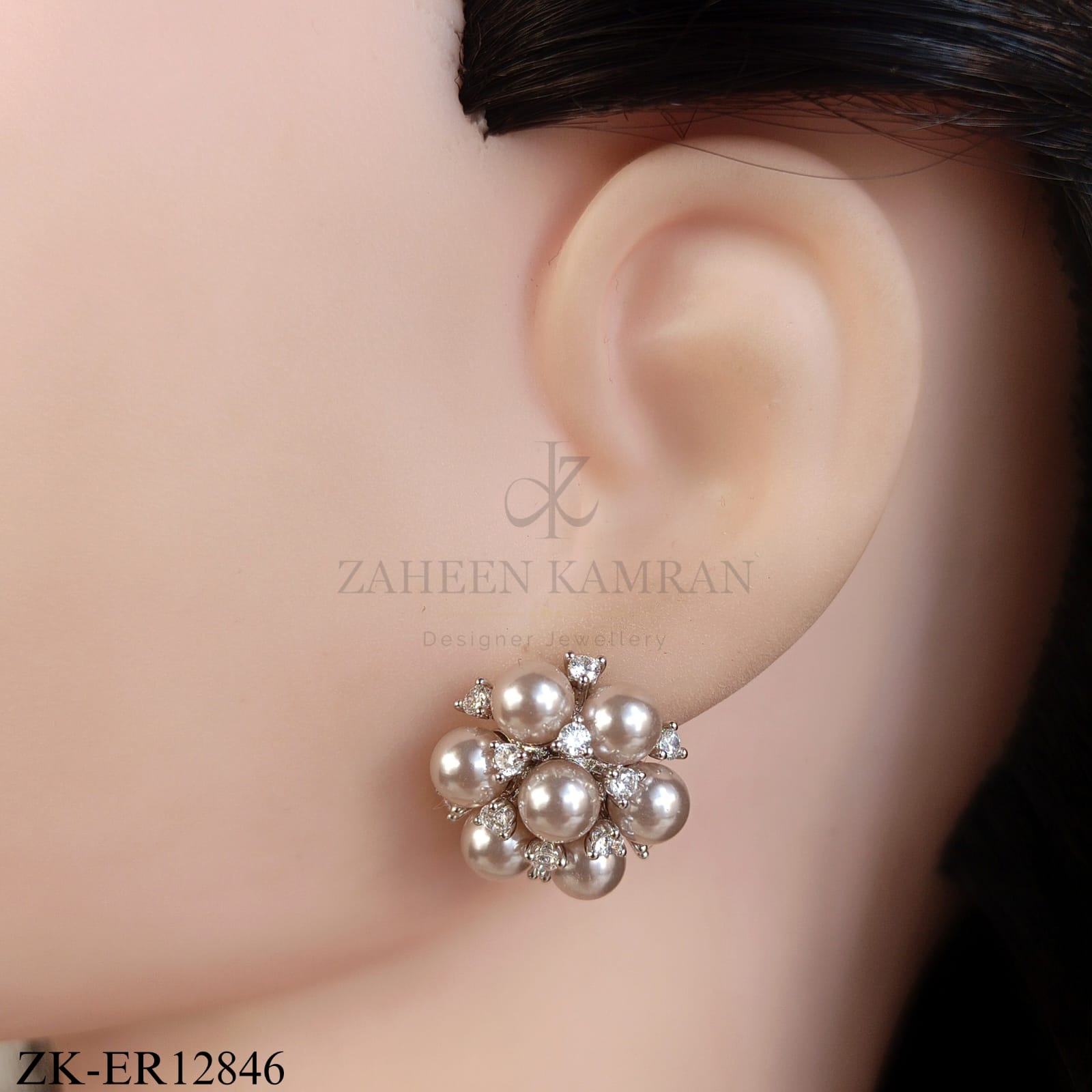 ROUND GLOSSY SOFT BLUSH PEARLS EARRINGS
