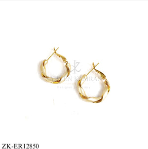 GOLDEN WHITE ENAMEL TWISTED HOOP EARRINGS