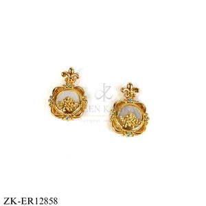 VINTAGE GOLDEN WHITE GLASS CENTRE EARRINGS