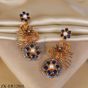 GOLDEN SAPPHIRE FLORAL TOP AND STUD EARRINGS