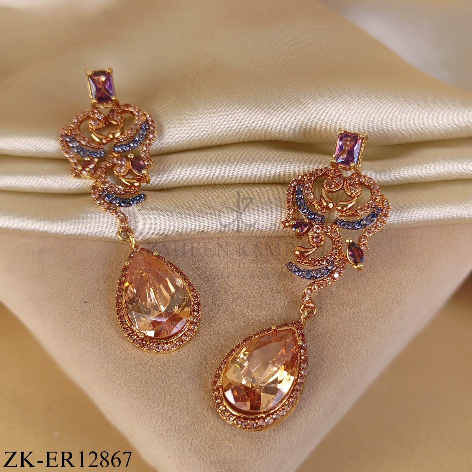 GOLDEN AMETHYST CHAMPAGNE DROP EARRINGS