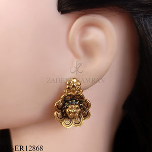 ANTIQUE FLORAL BLACK FILL EARRINGS