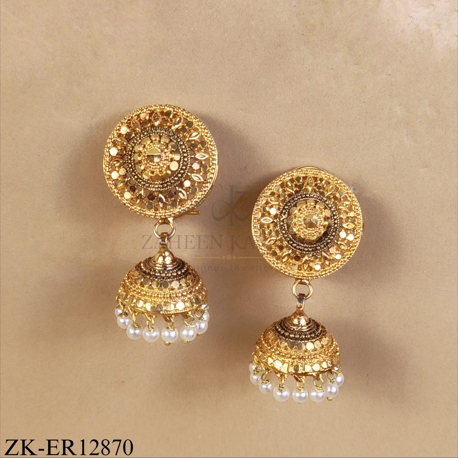 GOLDEN CIRCULAR PEARLS DROP EARRINGS