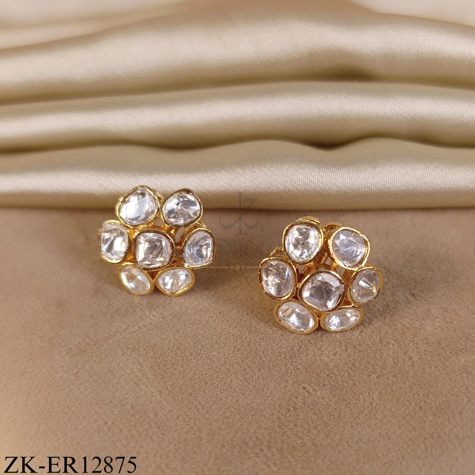 GOLDEN SHEESH FLORAL BUNCH EARRINGS