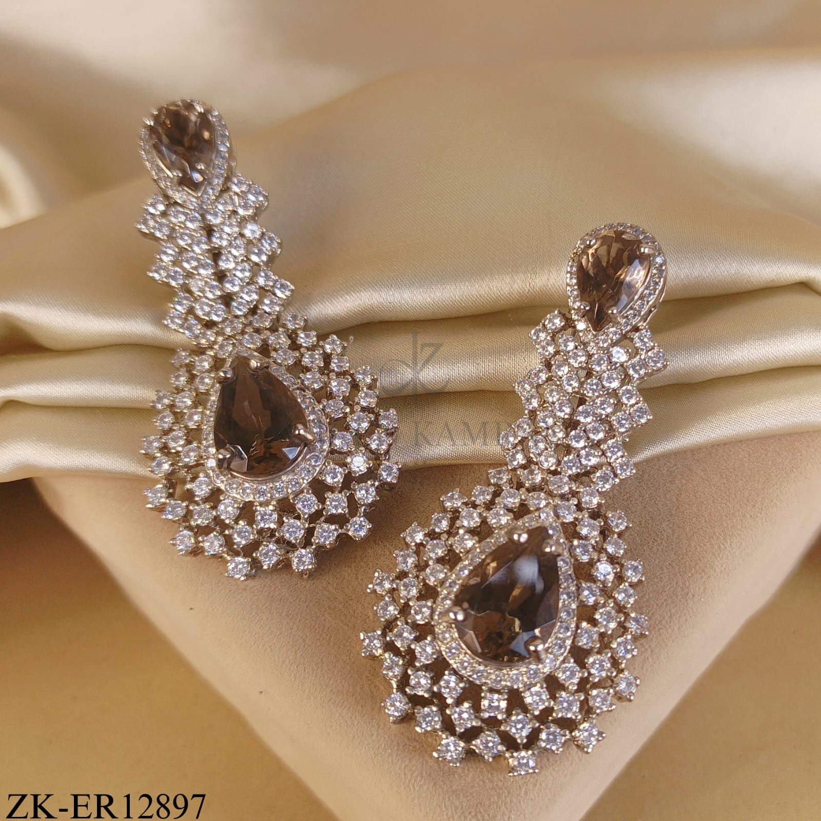 SILVER COFFEE STONE EARRINGS