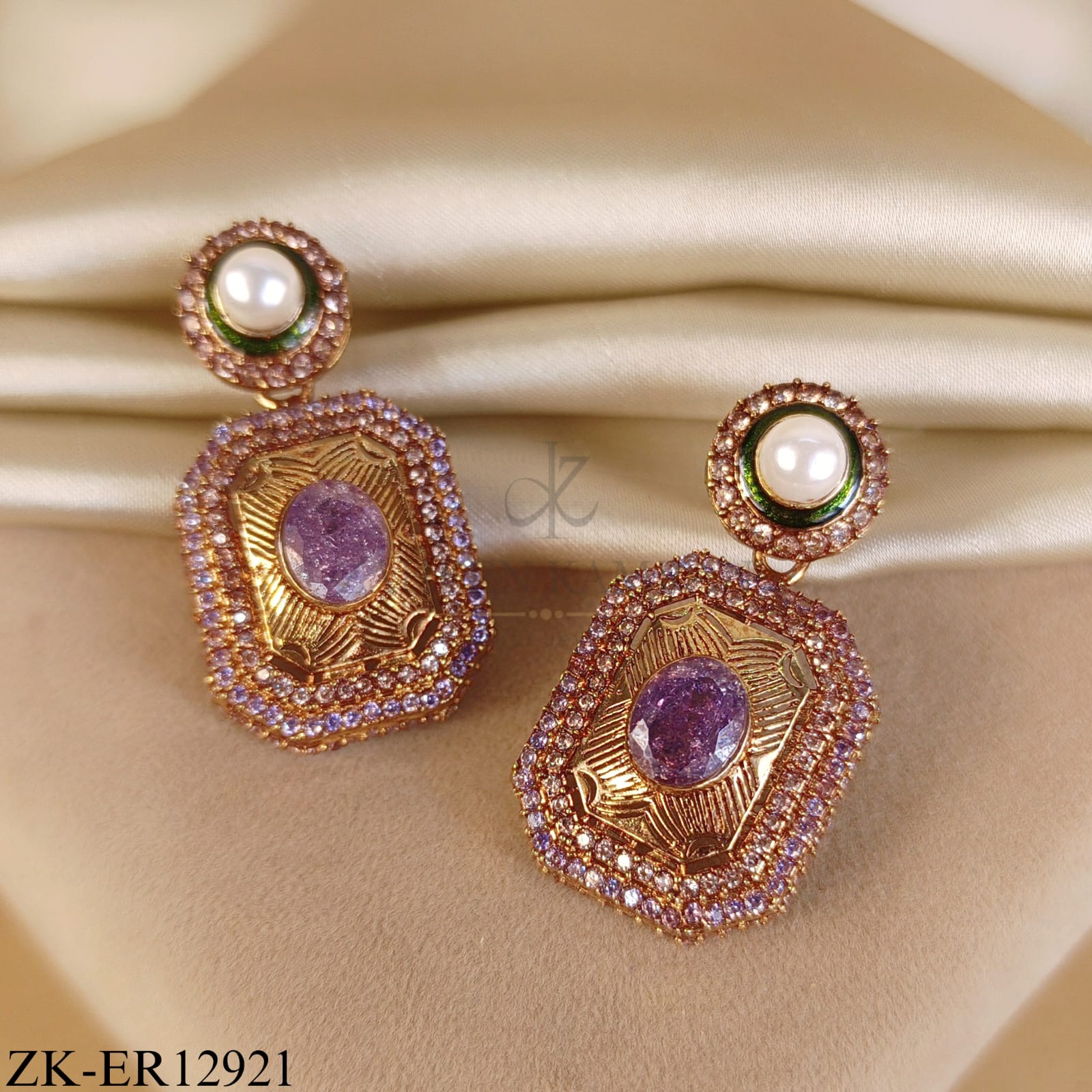 AMETHYST SQUARE EARRINGS