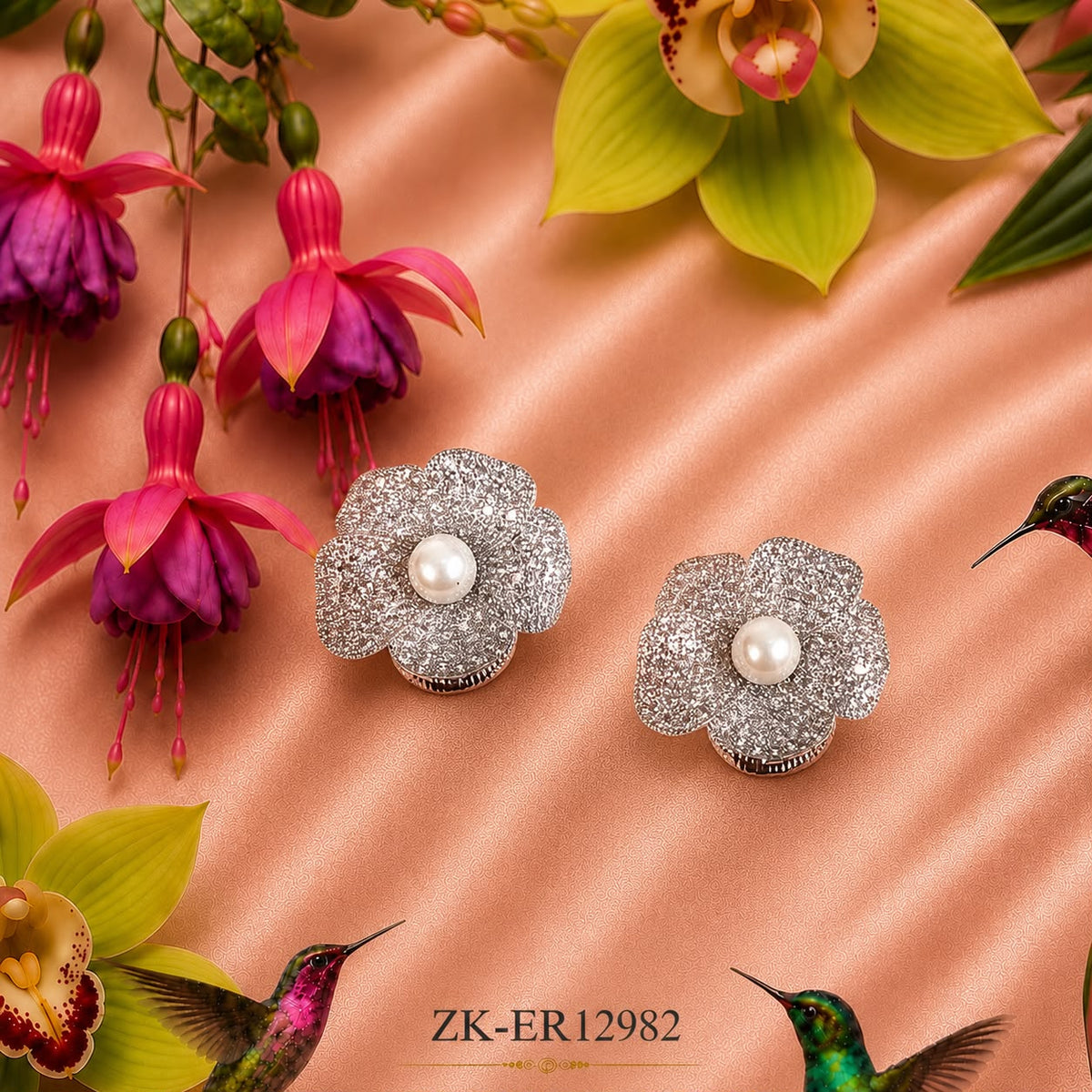 FLORAL ZIRCONIAN EARRINGS
