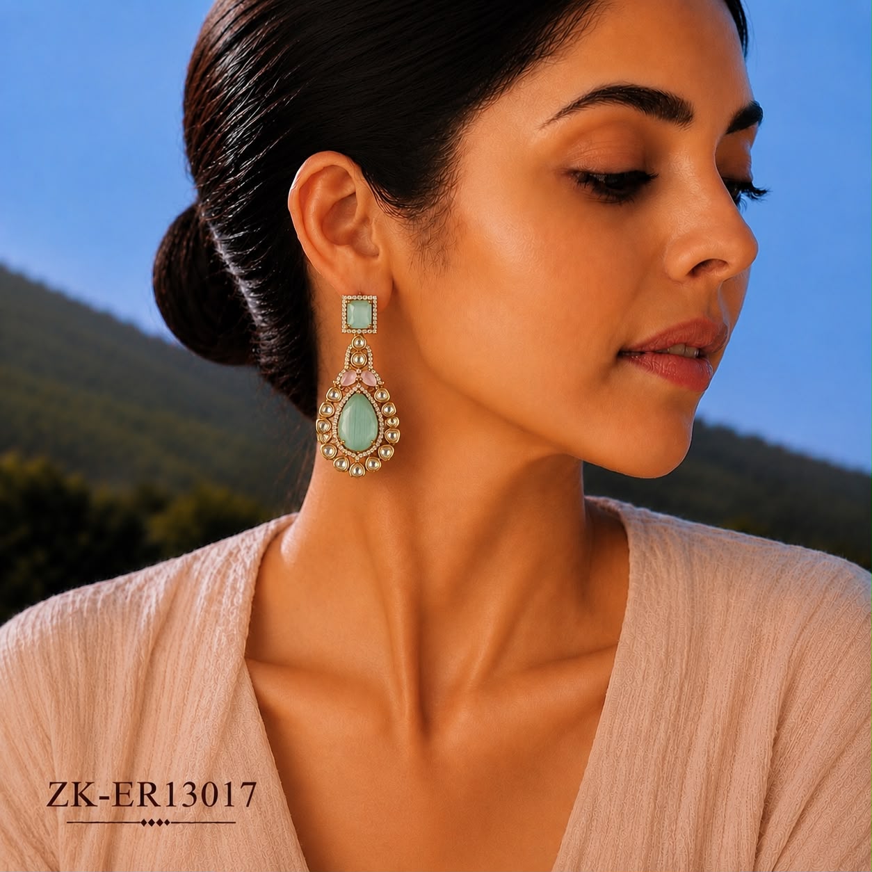 EMERALD KUNDAN EARRINGS
