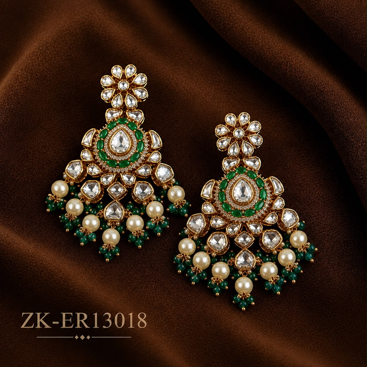 EMERALD KUNDAN EARRINGS