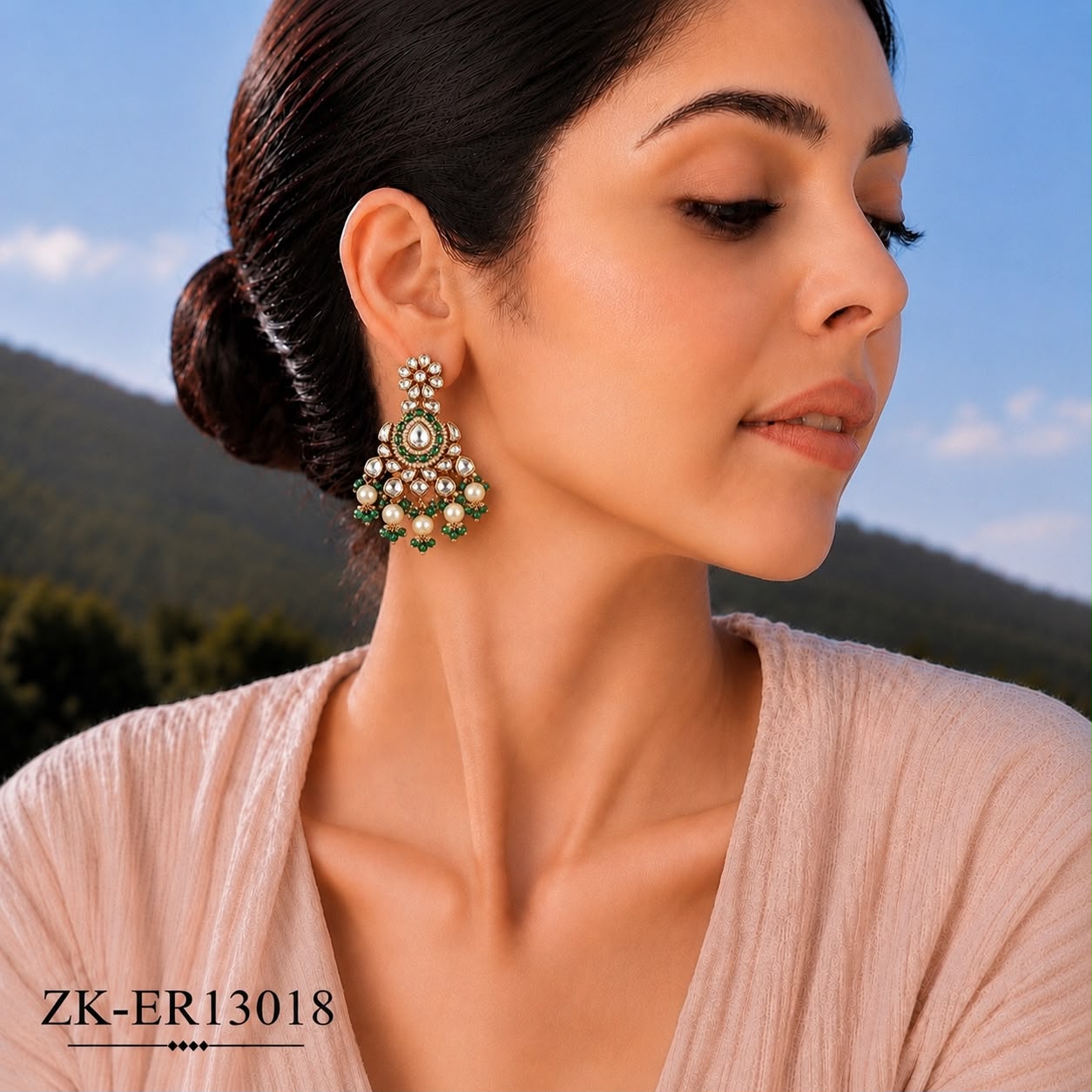 EMERALD KUNDAN EARRINGS