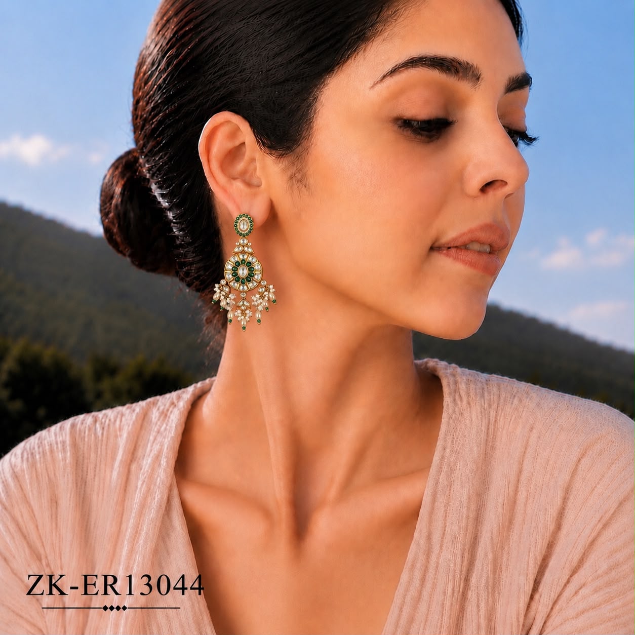 EMERALD KUNDAN EARRINGS