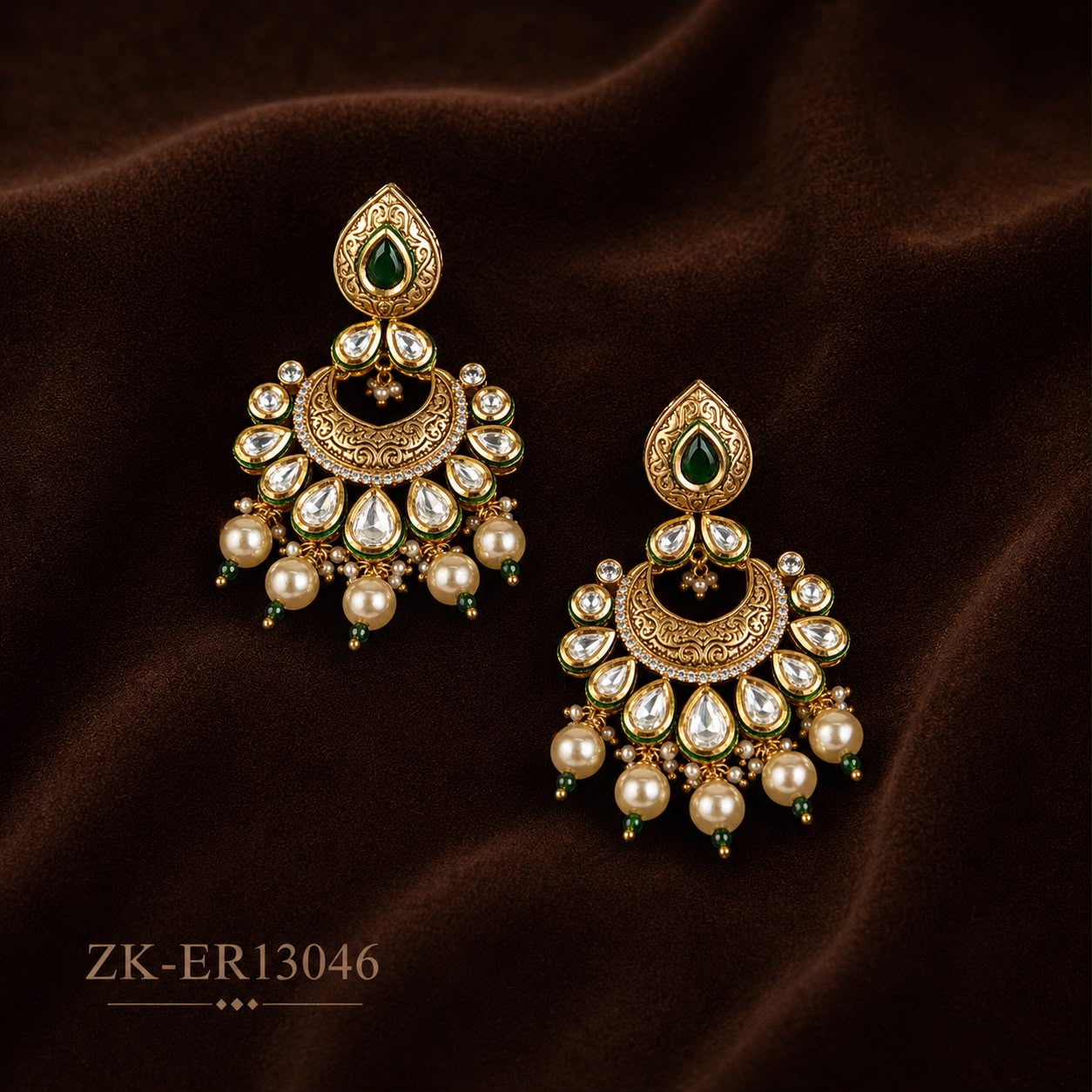 EMERALD KUNDAN EARRINGS