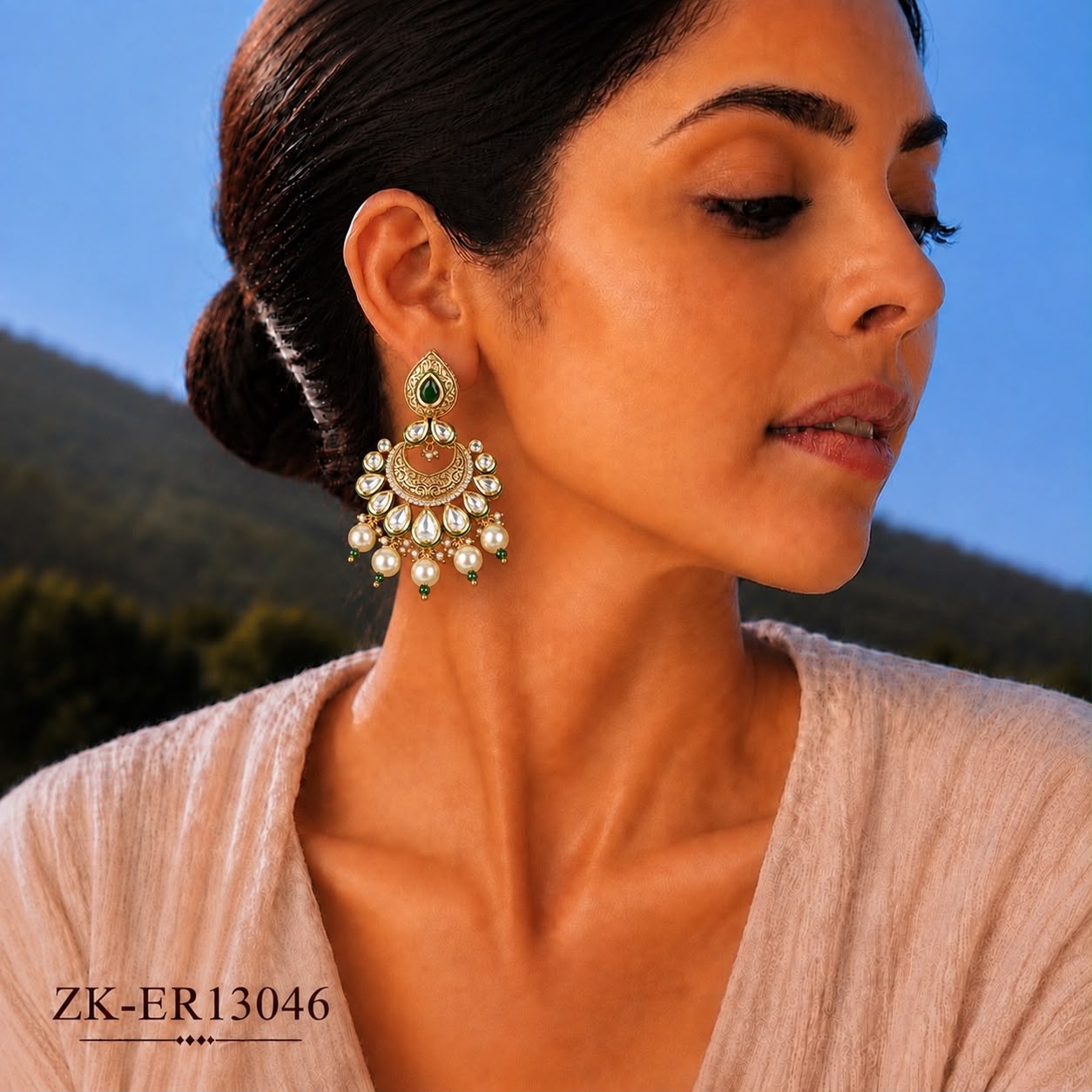 EMERALD KUNDAN EARRINGS