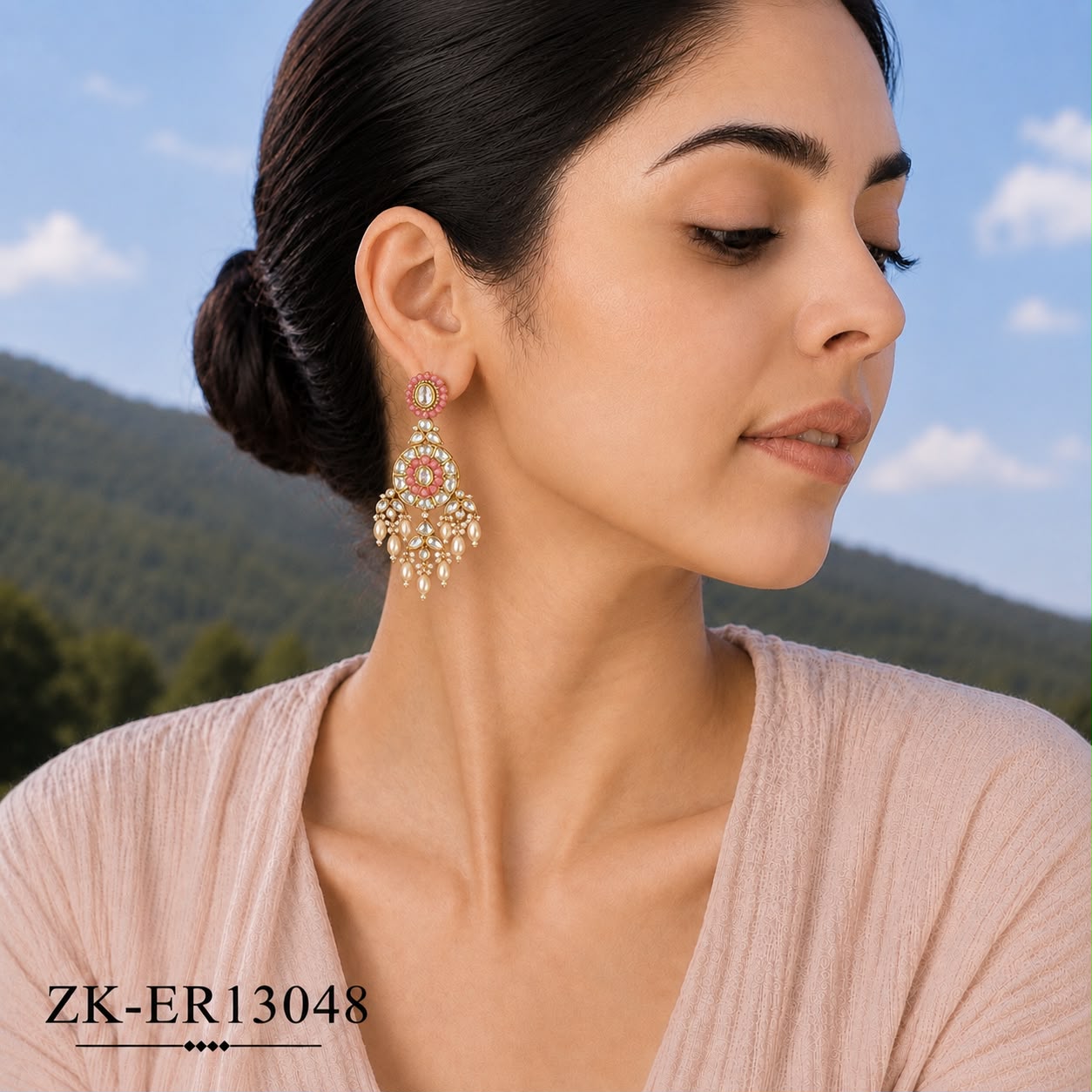 SOFT PINK KUNDAN EARRINGS
