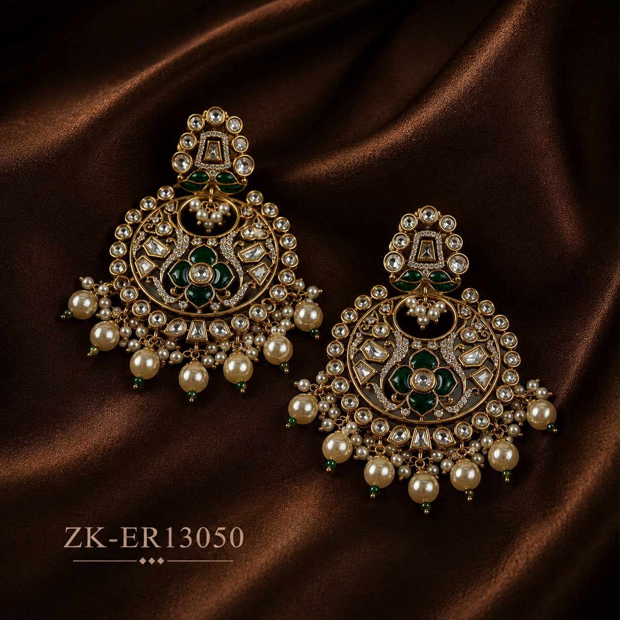 EMERALD KUNDAN EARRINGS