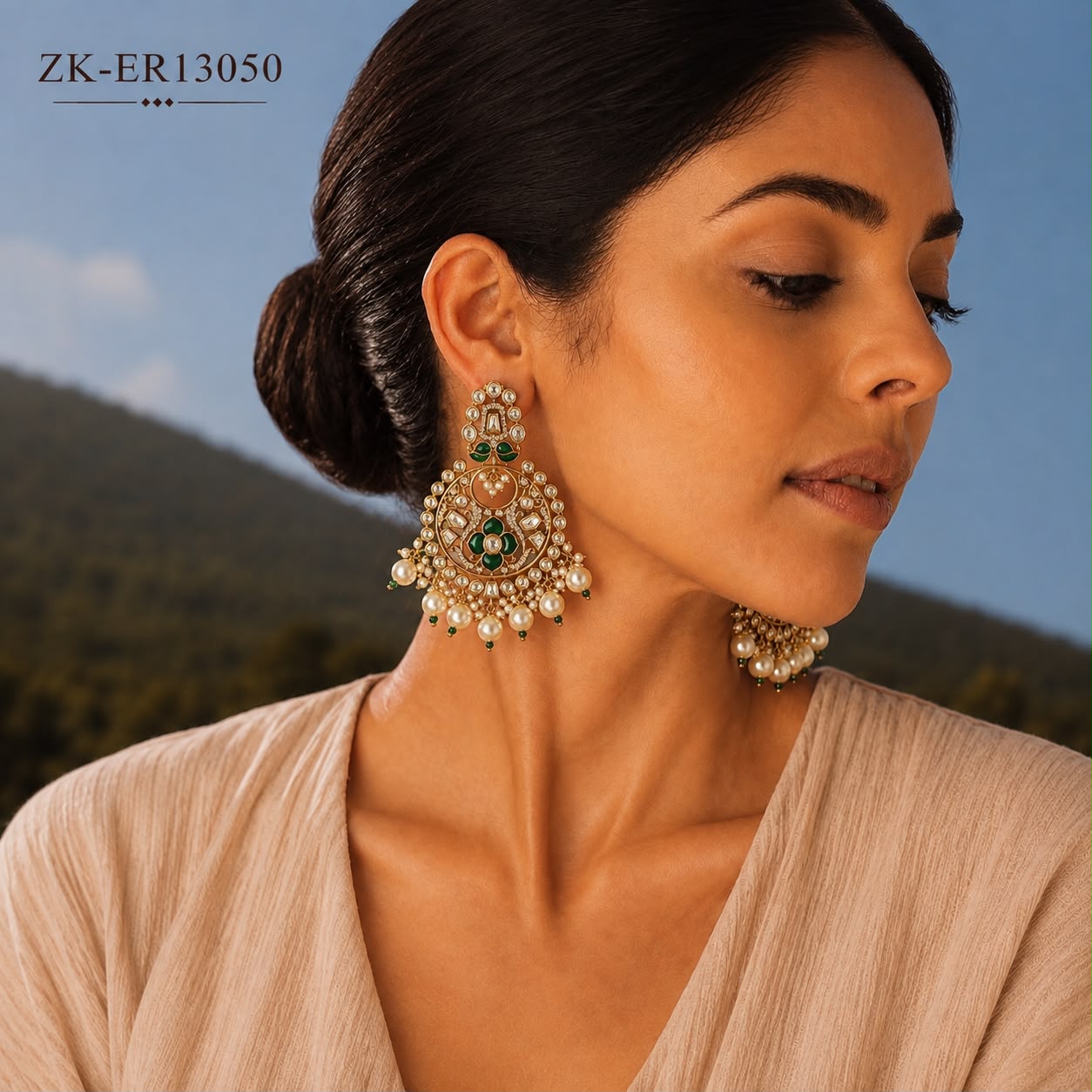 EMERALD KUNDAN EARRINGS