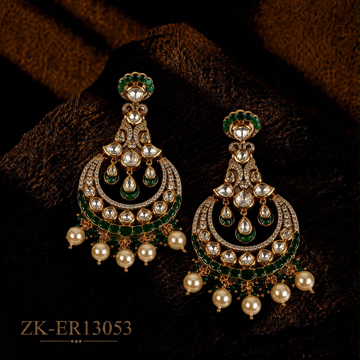 EMERALD KUNDAN EARRINGS