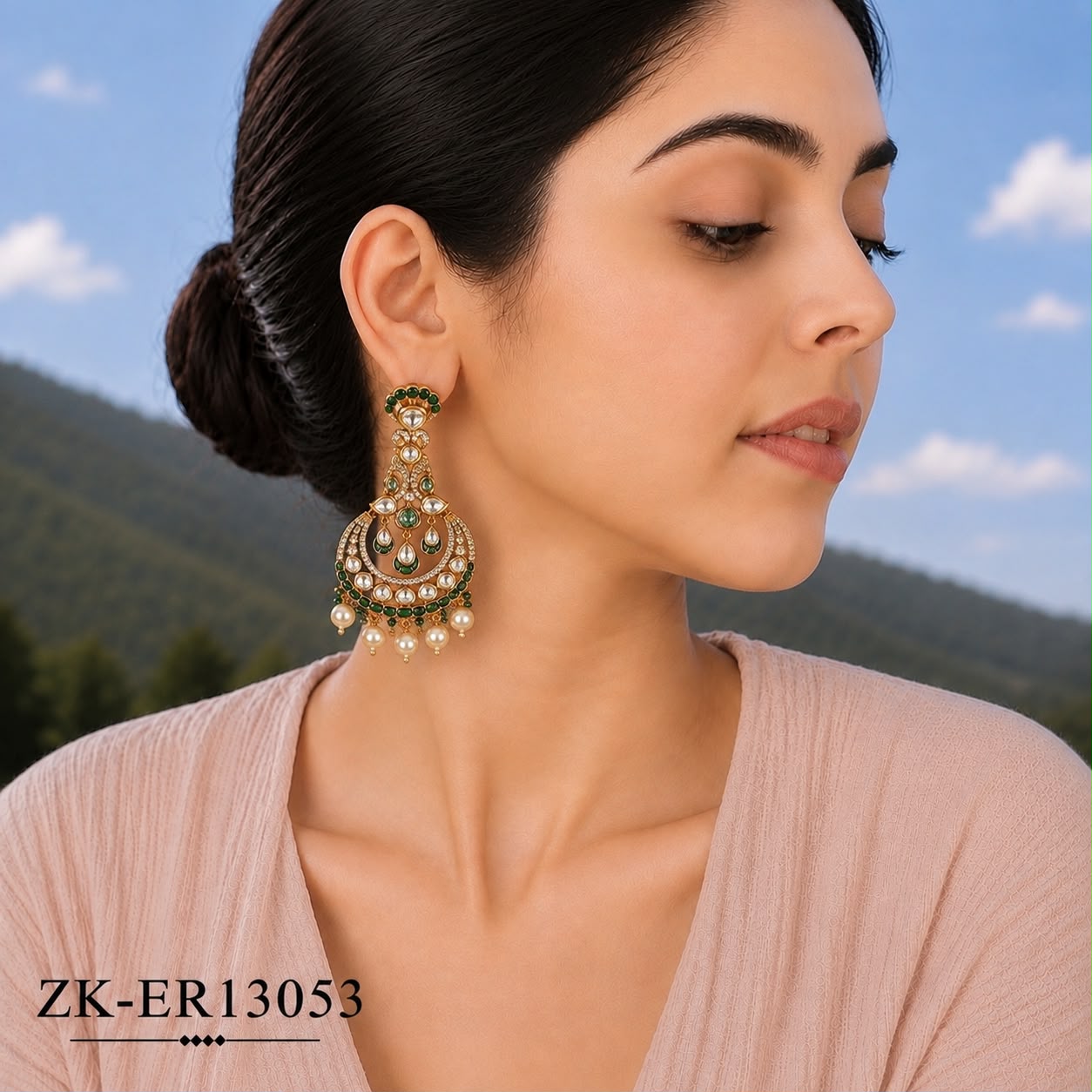 EMERALD KUNDAN EARRINGS