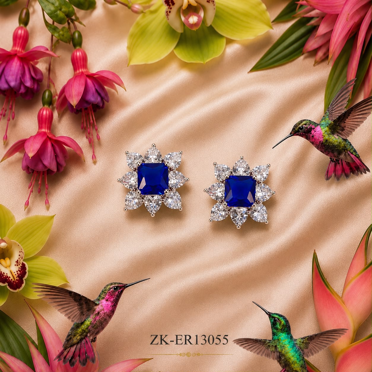 SAPPHIRE FLORAL EARRINGS