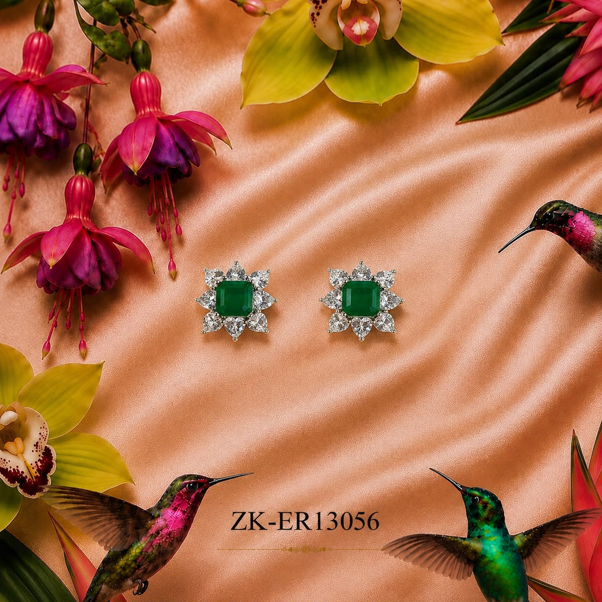 EMERALD FLORAL EARRINGS