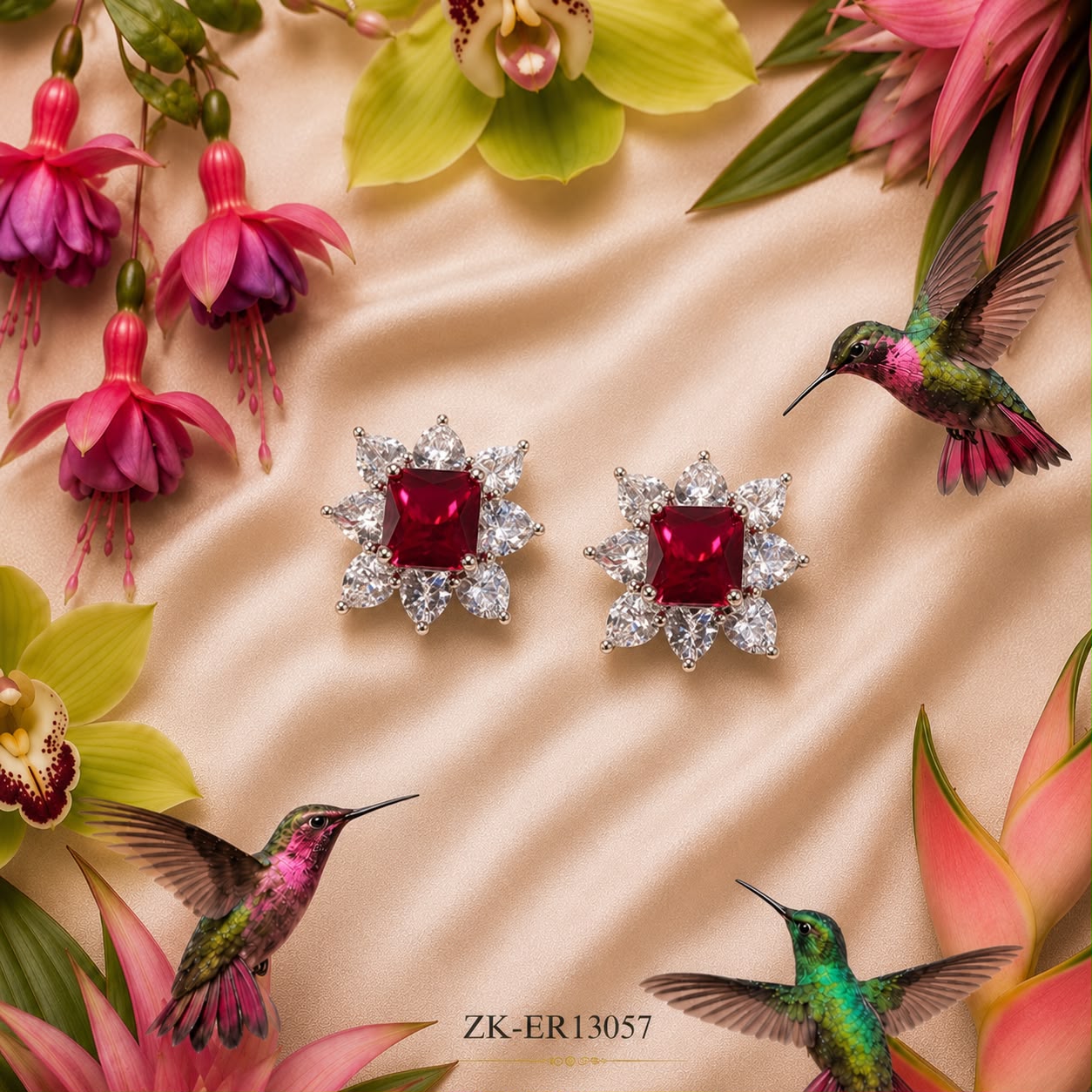 RUBY FLORAL EARRINGS