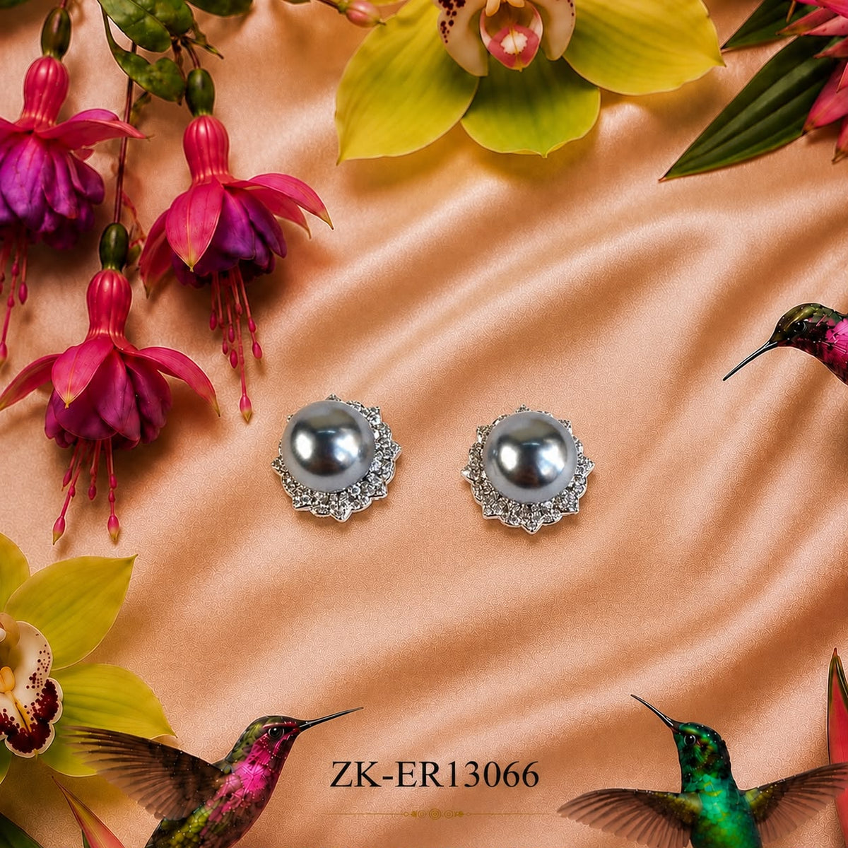 BIG GREY PEARL EARRINGS