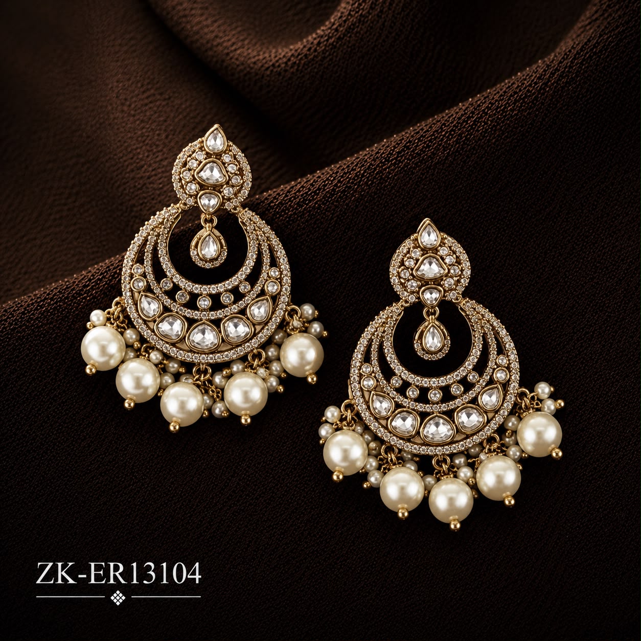 KUNDAN CRESCENT EARRINGS