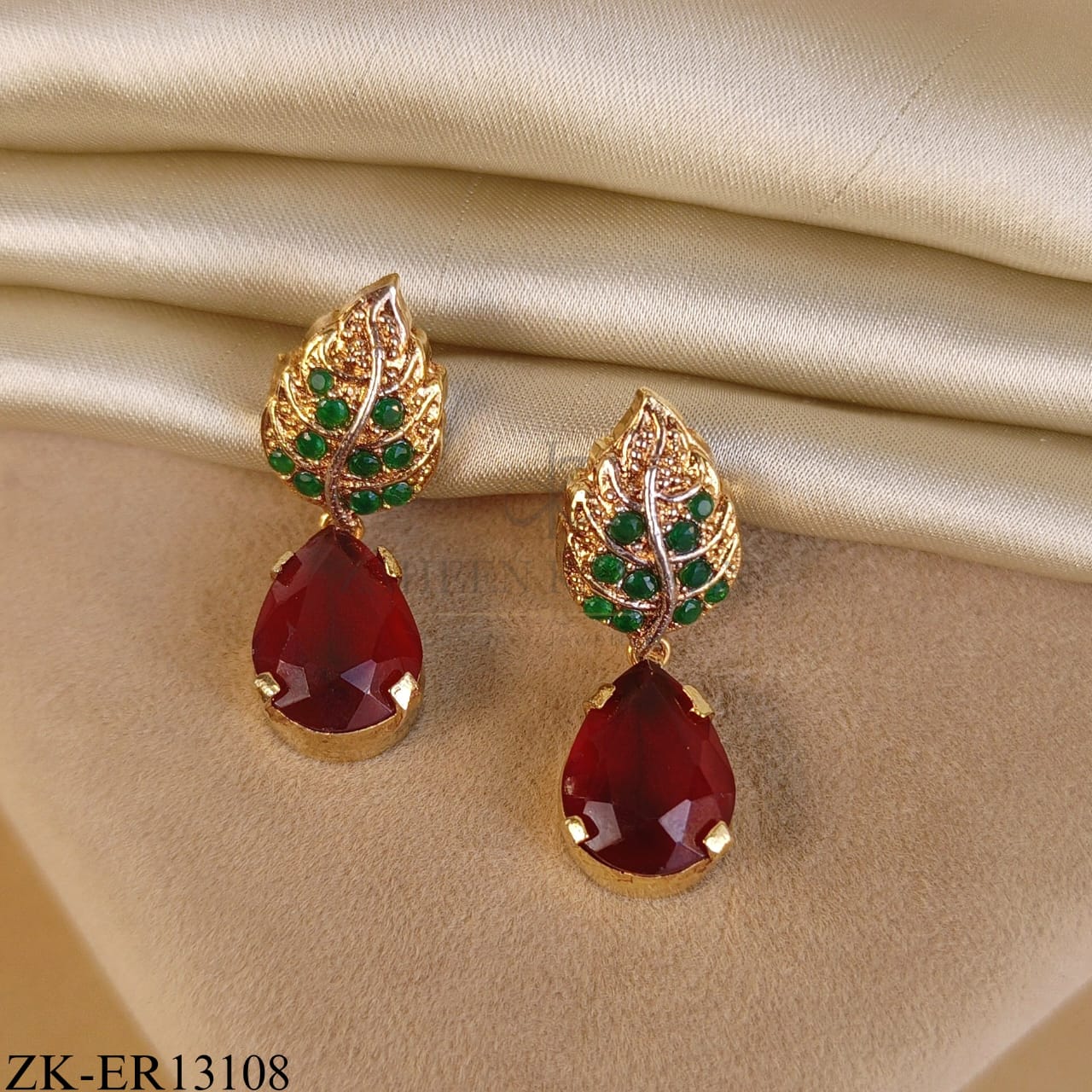 RUBY LEAFLET EARRINGS