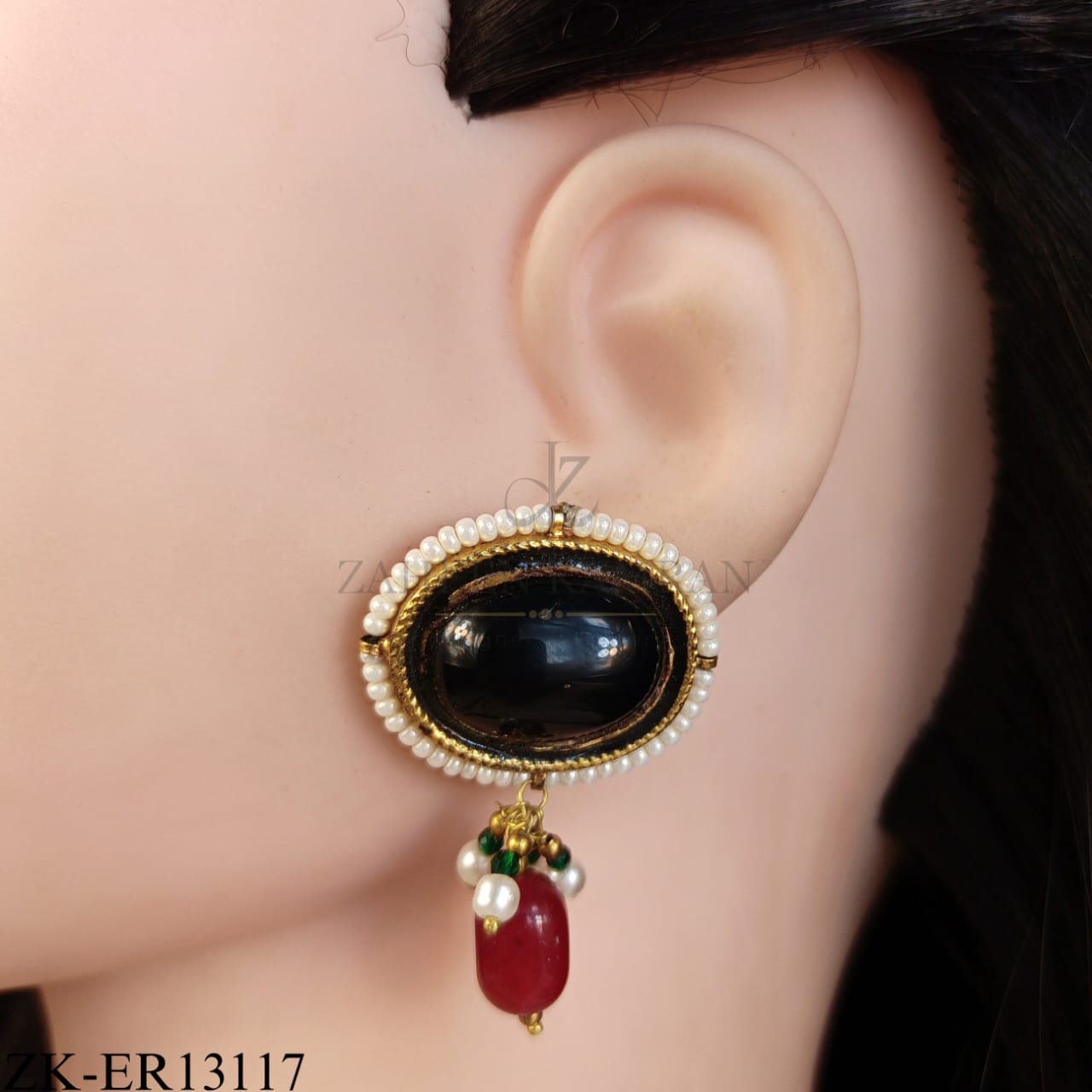 BLACK RUBY DROP EARRINGS